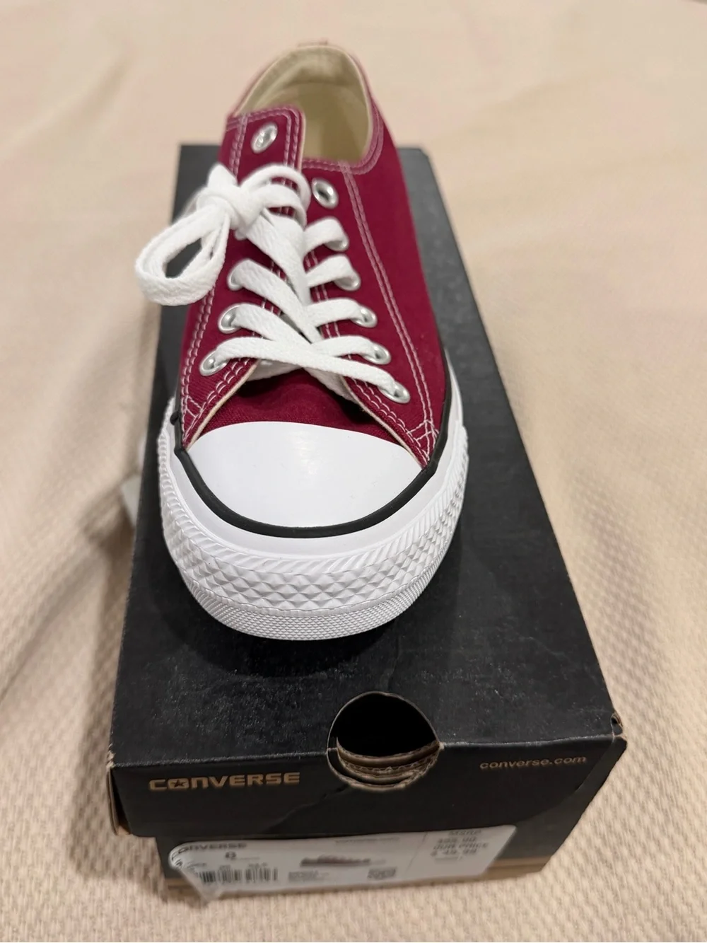Converse Low Top Sneakers - Maroon and White - Picture 2 of 3
